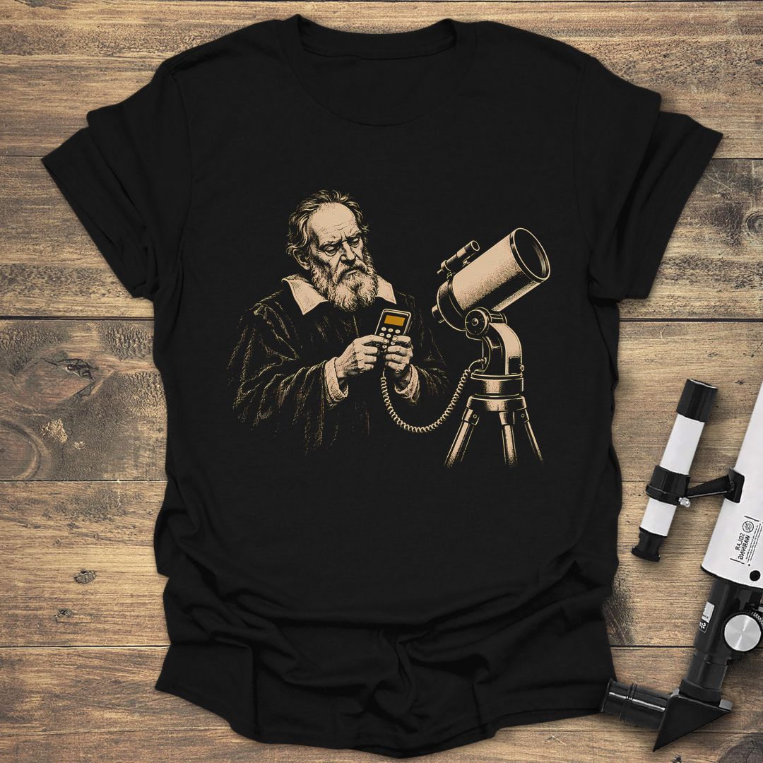 Galileo With A GoTo Controller - Black t-shirt