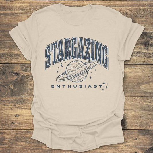 Stargazing Enthusiast Saturn - Natural T-Shirt