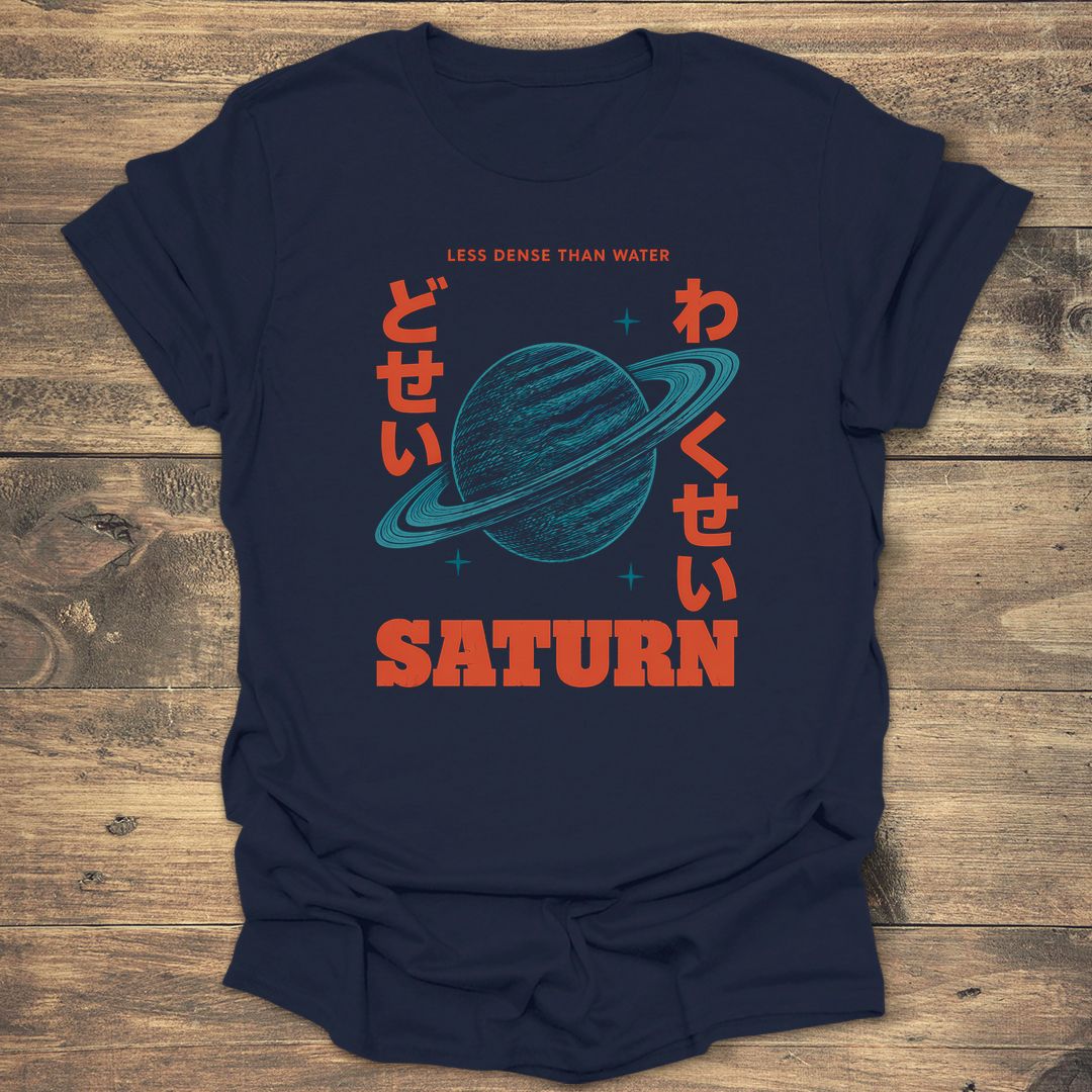 Saturn Less Dense Than Water - Navy t-shirt