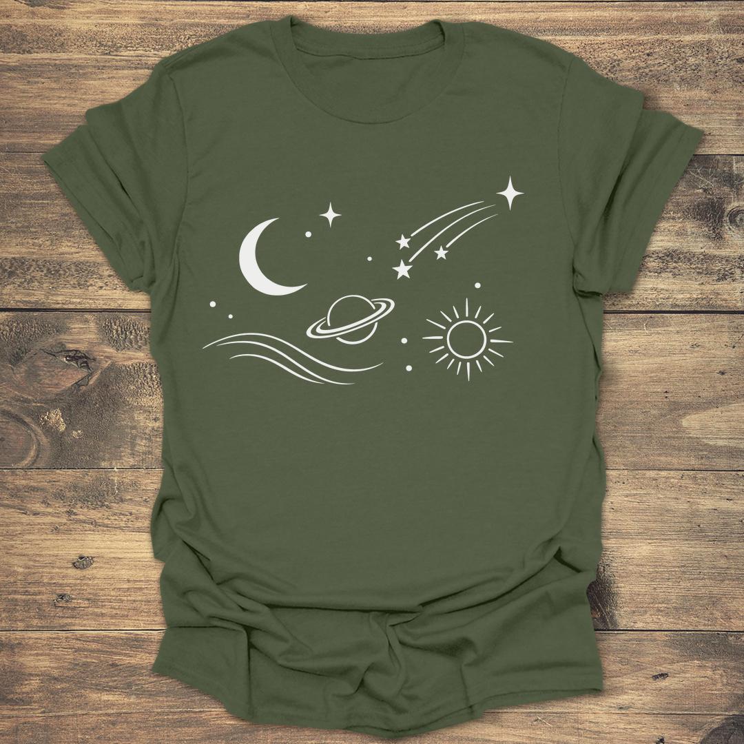 Celestial Tide - Military Green T-Shirt