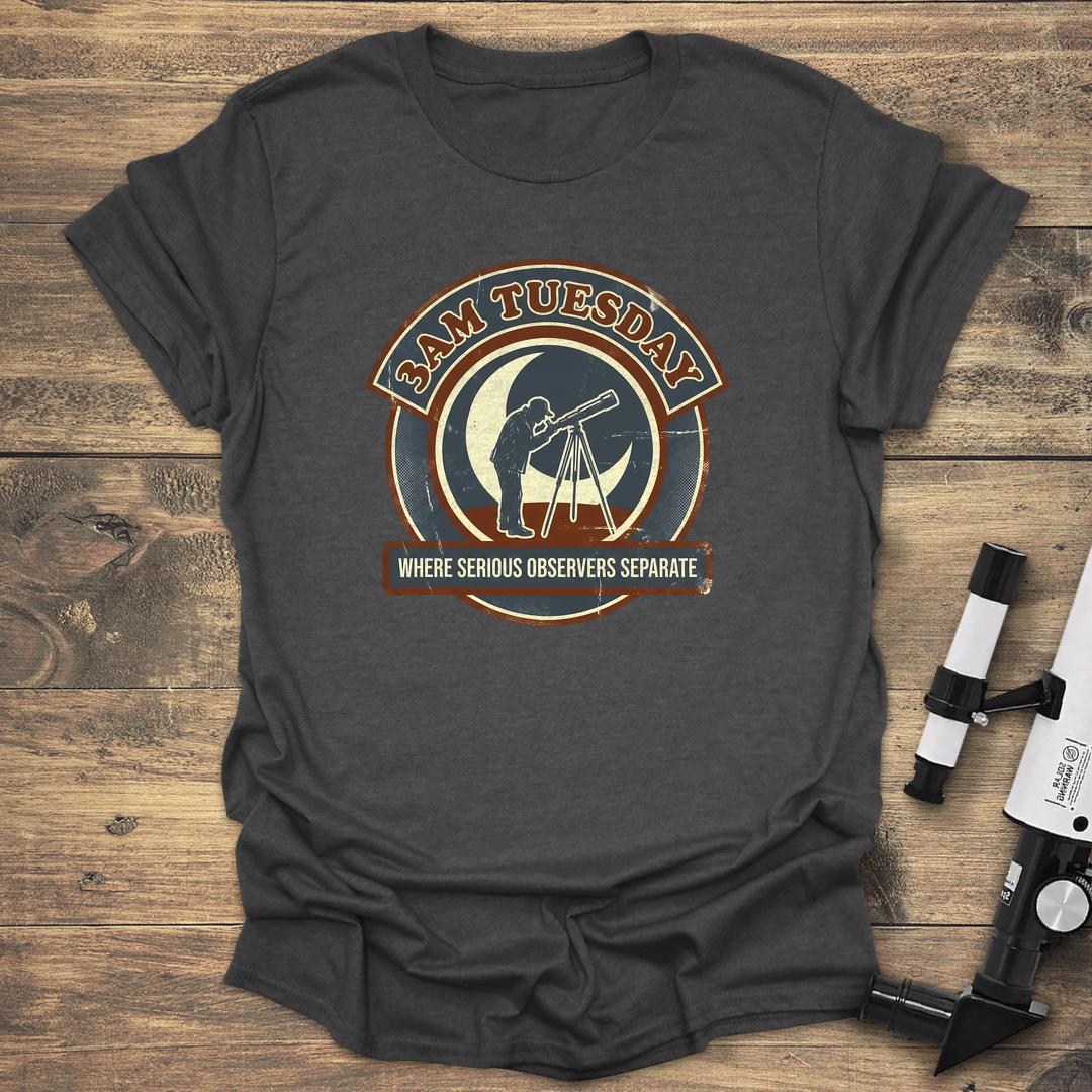 3AM Tuesday Serious Observers Separate - Dark heather T-Shirt