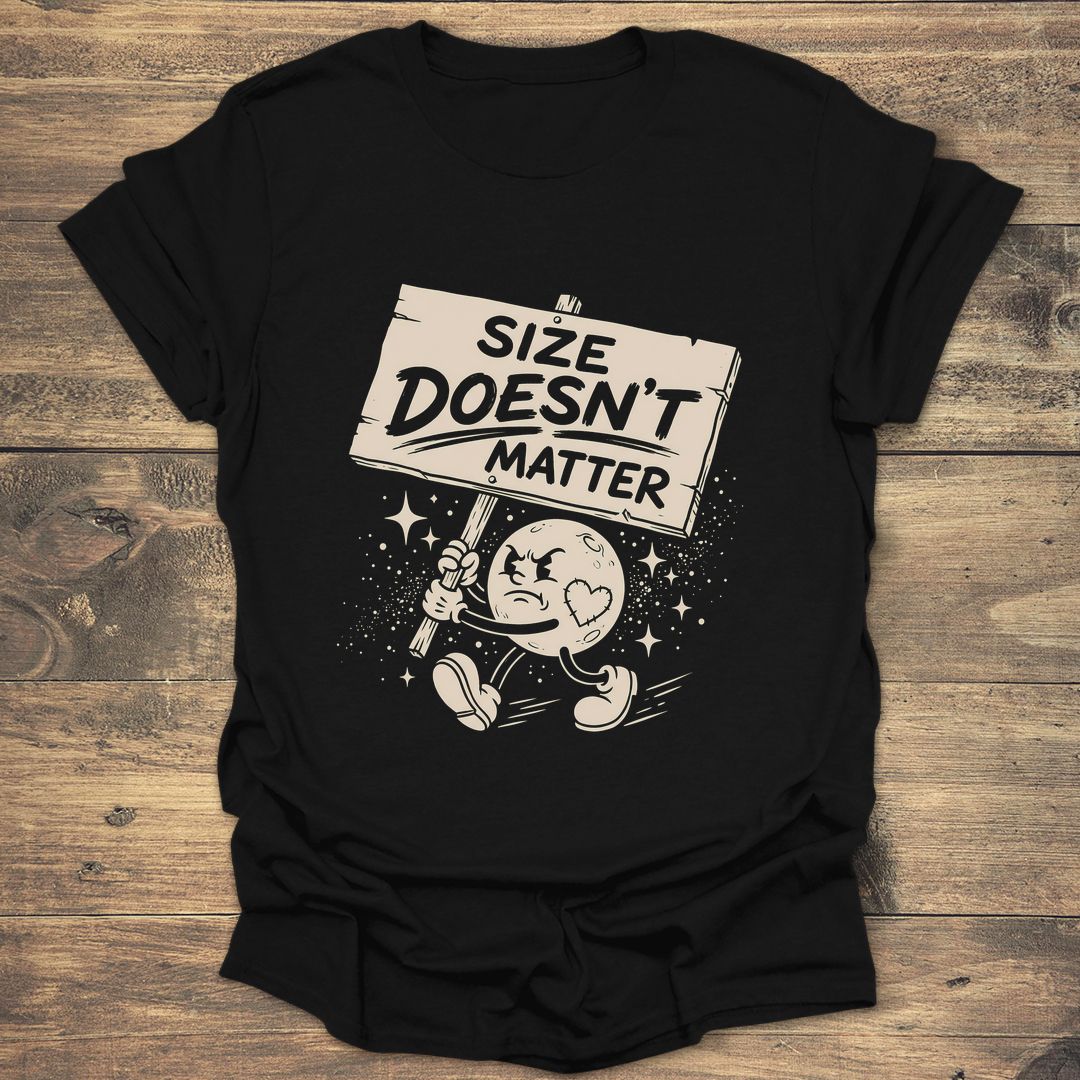Size Doesn't Matter Moon - Black t-shirt
