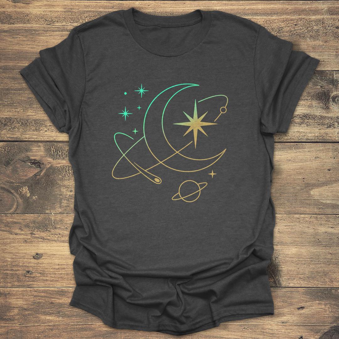Radiant Moon and Saturn Gradient - Dark heather T-Shirt