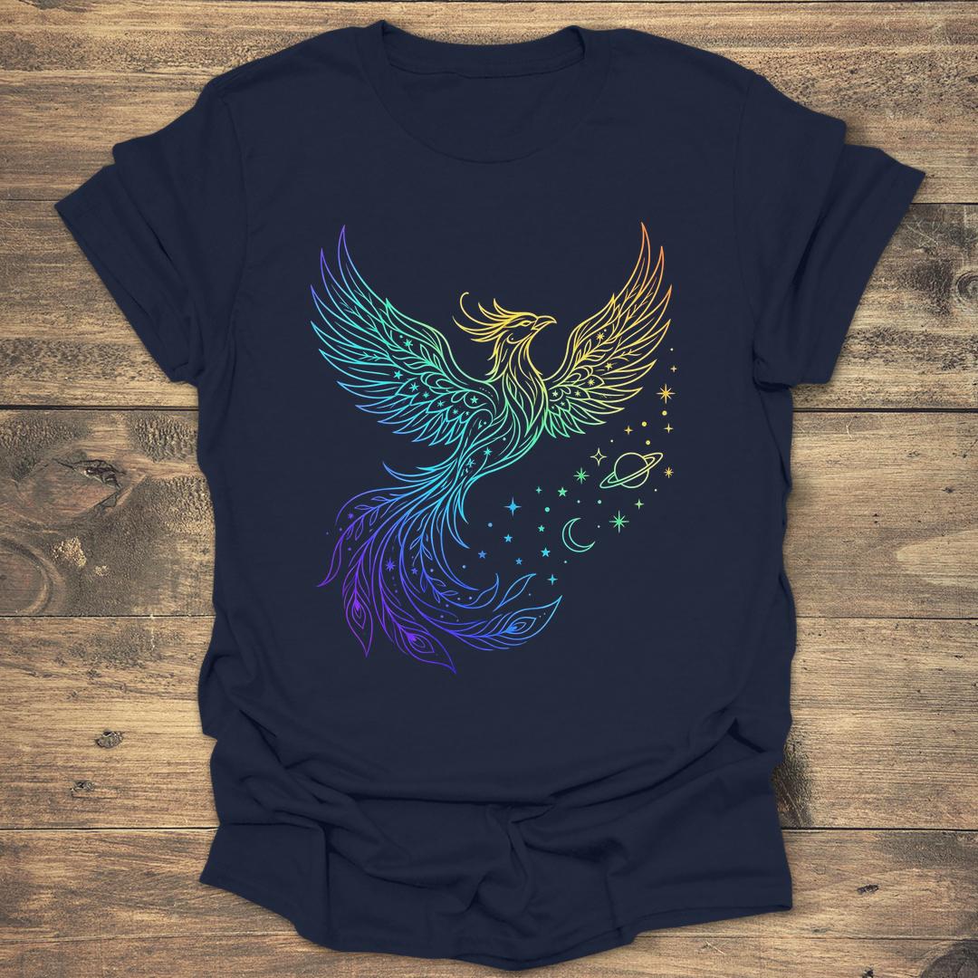 Stellar Phoenix Cosmic Rebirth - Navy T-Shirt