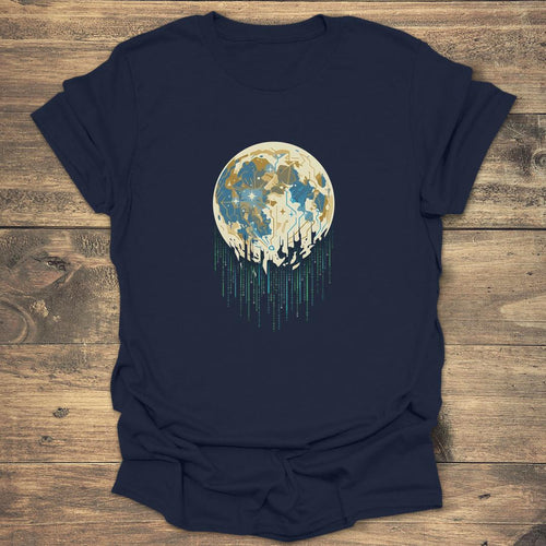 Digital Moon Circuit Board - Navy T-Shirt