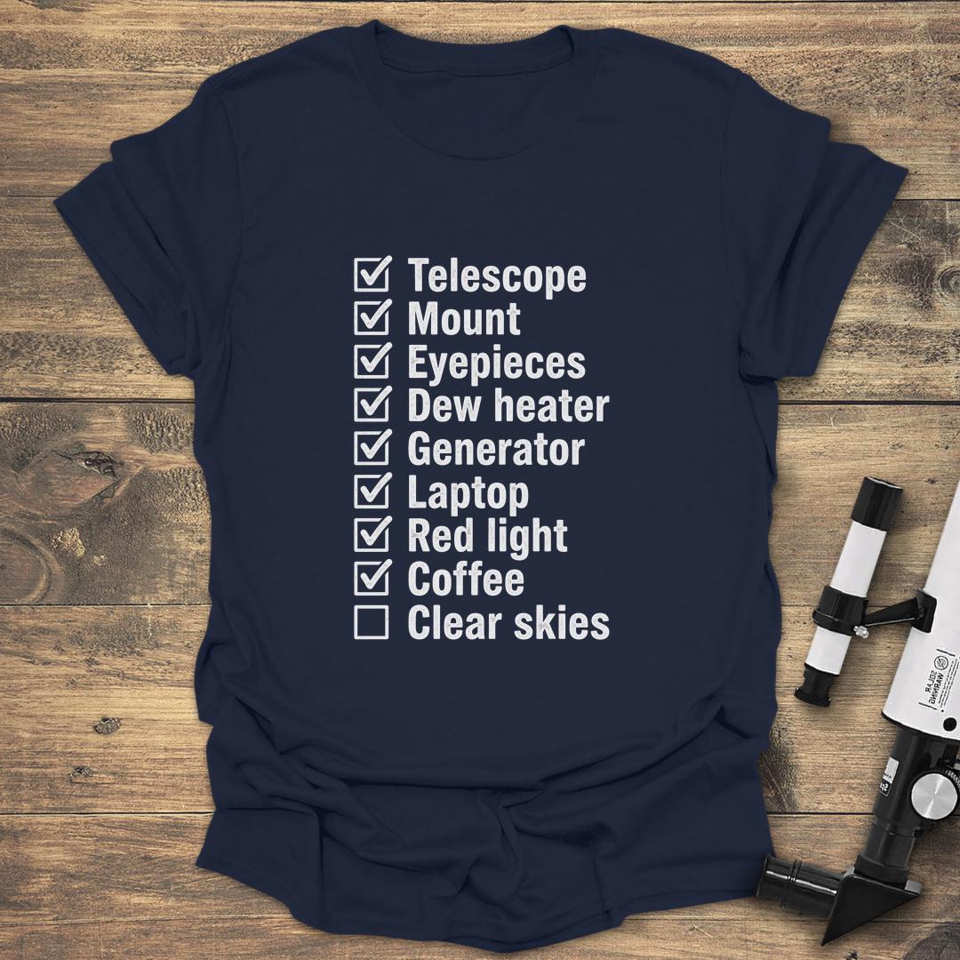 Funny Astronomy Checklist - Navy T-Shirt