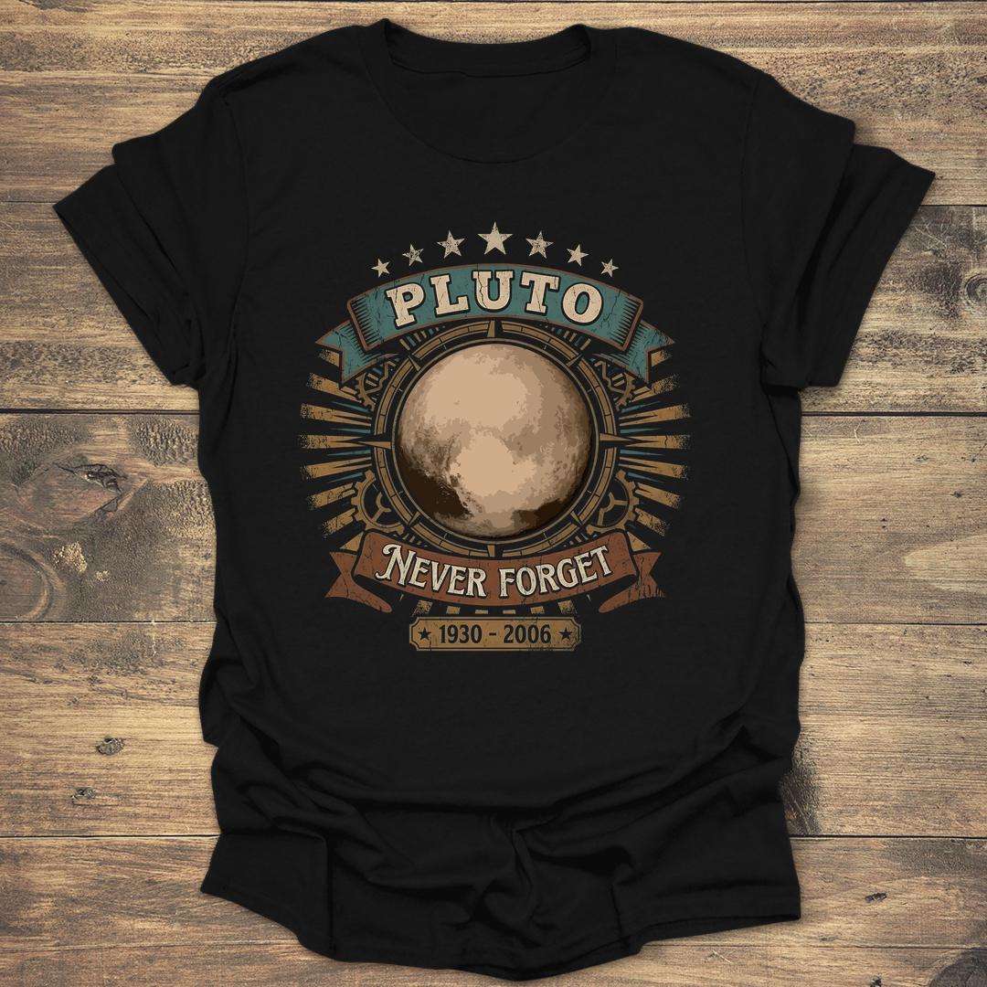 Pluto Never Forget Vintage - Black T-Shirt