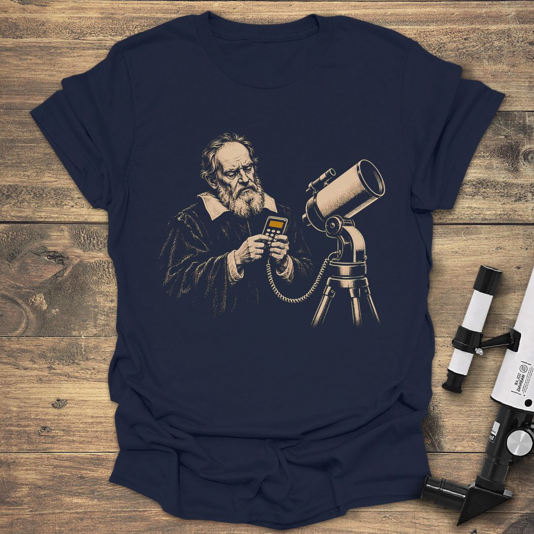 Galileo With A GoTo Controller - Navy t-shirt