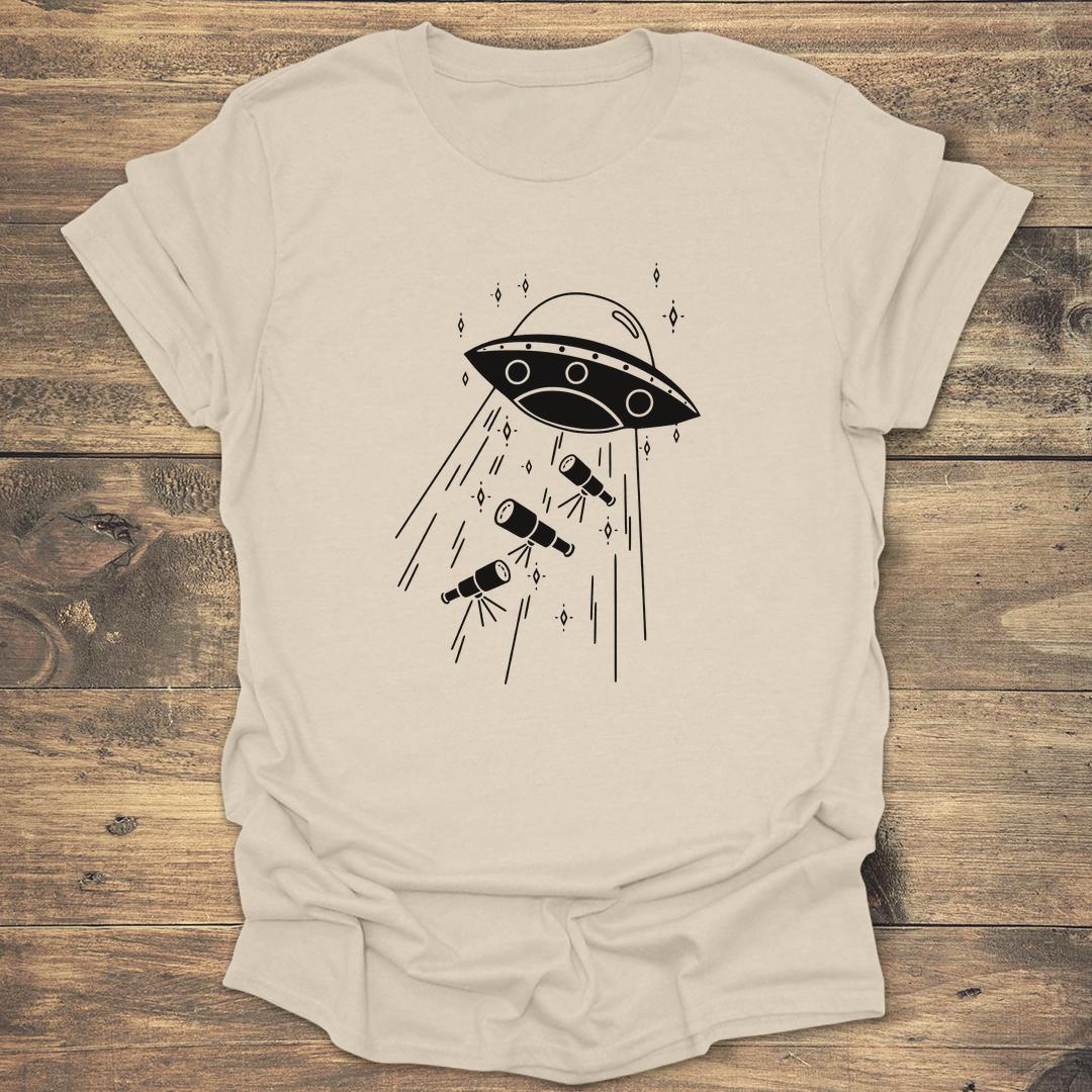UFO Abducting Telescopes - Natural T-Shirt