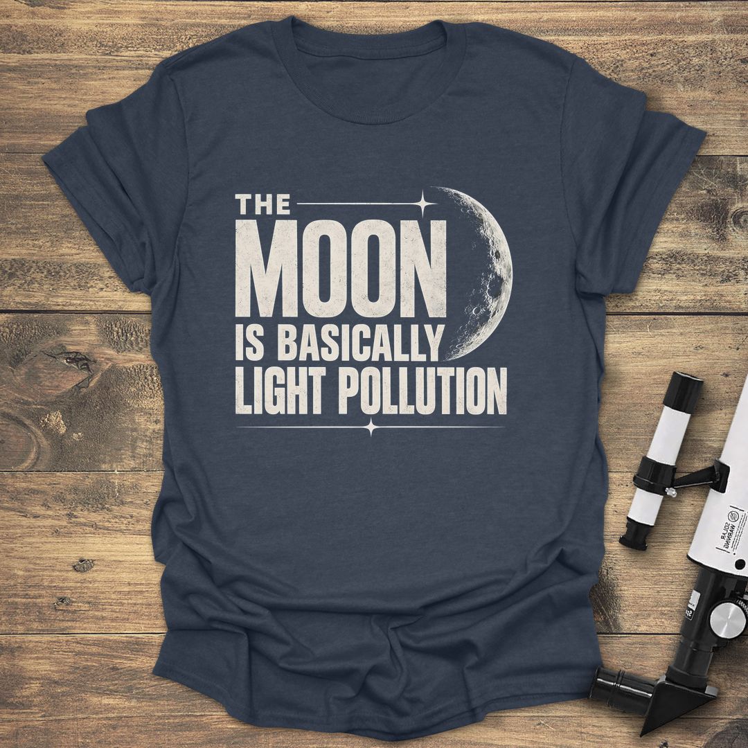 Moon Is Light Pollution - Heather Navy t-shirt