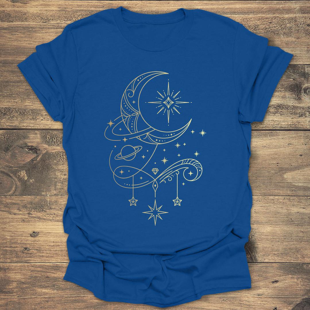 Ornate Gold Crescent Moon - Royal T-Shirt