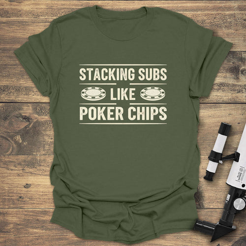 Celestial Poker Stacks - Military Green T-Shirt