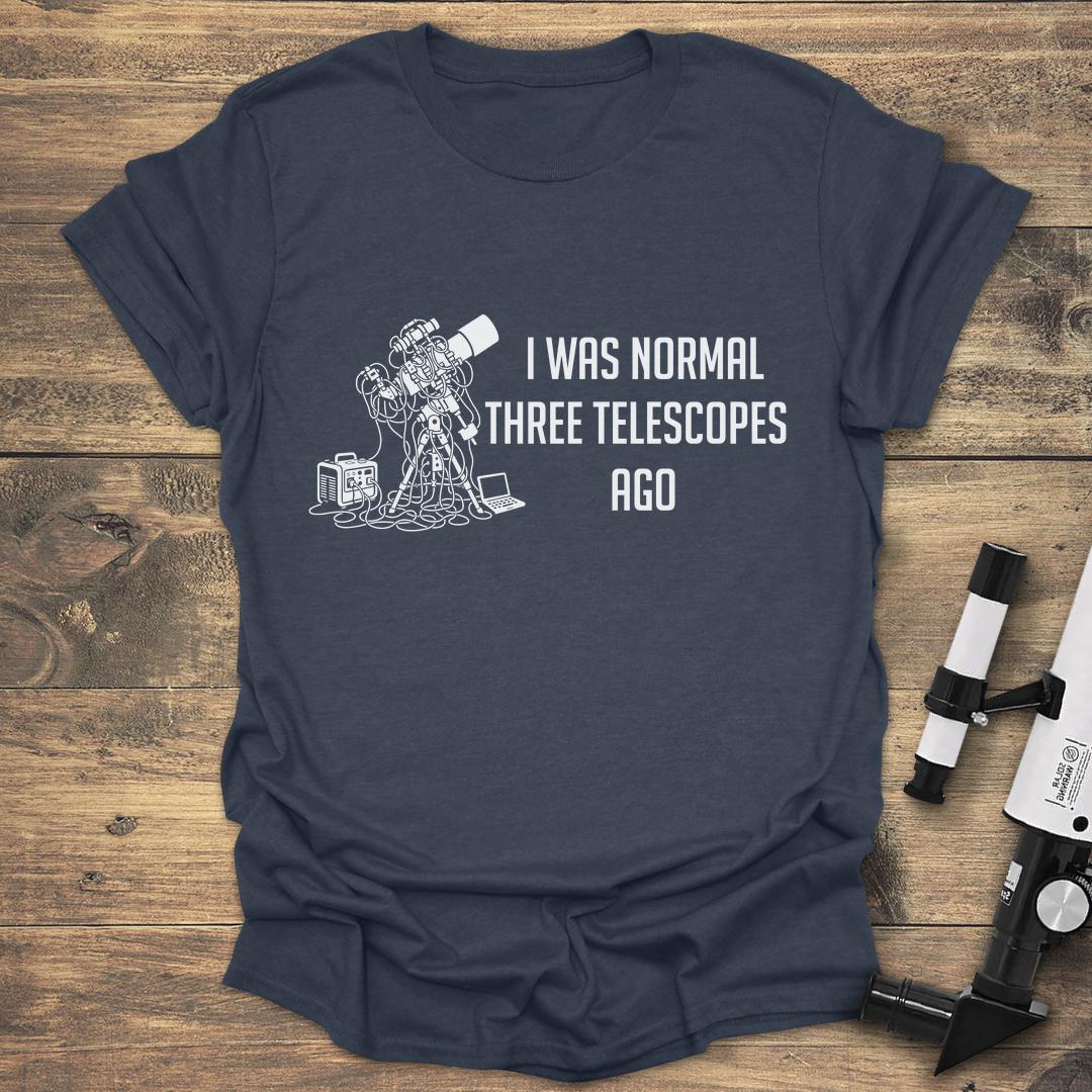 I Was Normal Three Telescopes Ago - Heather Navy T-Shirt