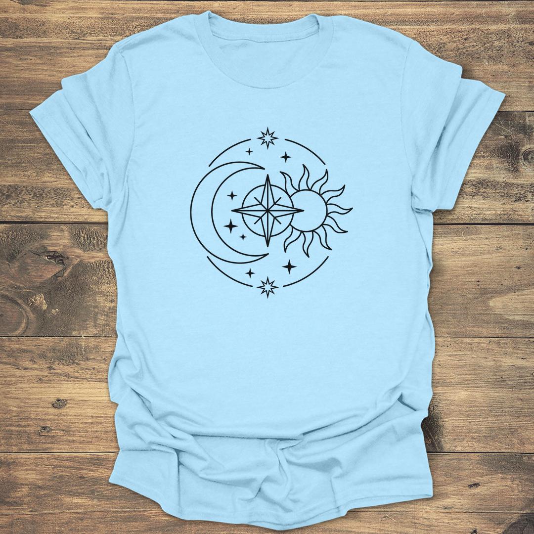 Gradient Celestial Sun and Moon - Light Blue T-Shirt