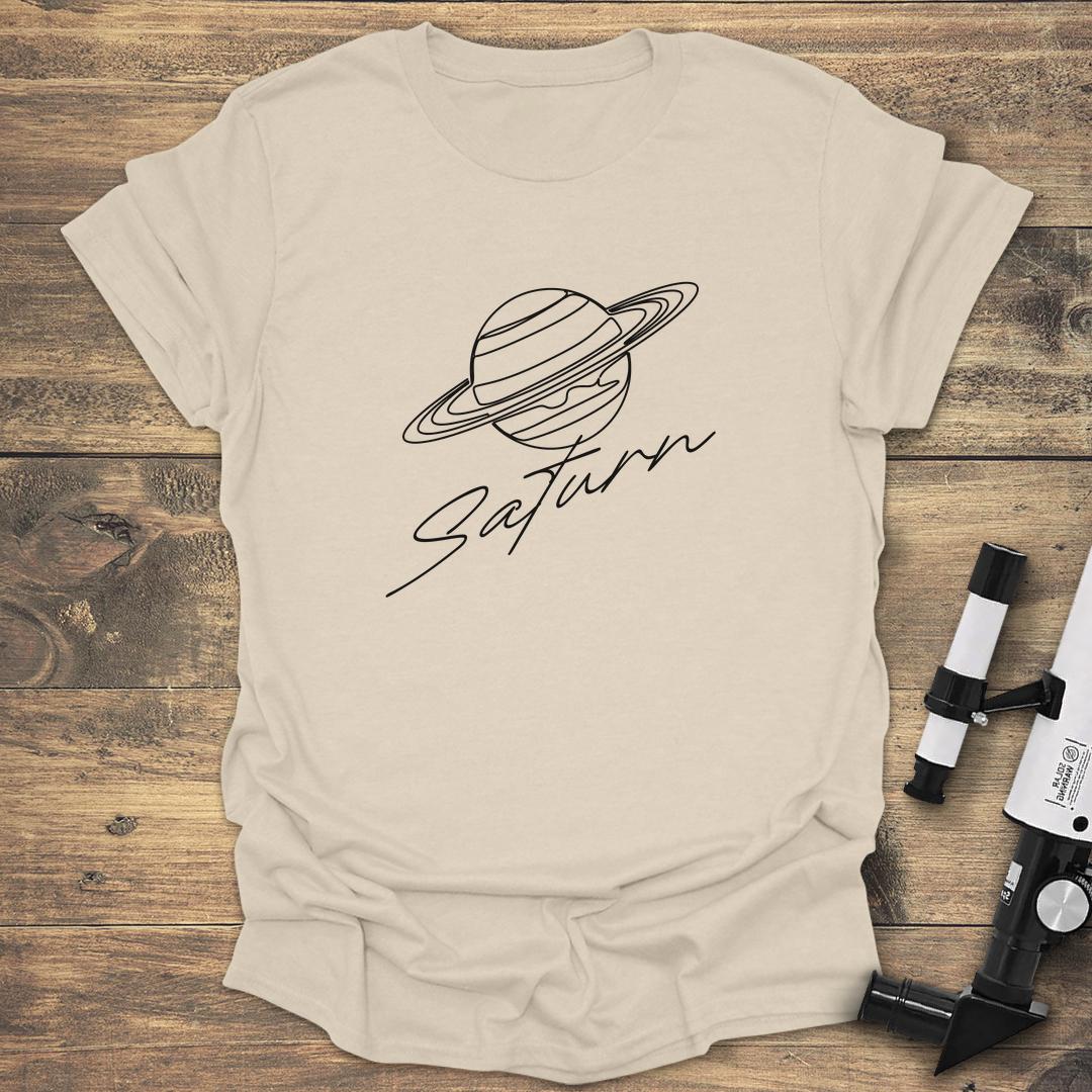 Saturn Lineart Illustration - Natural T-Shirt