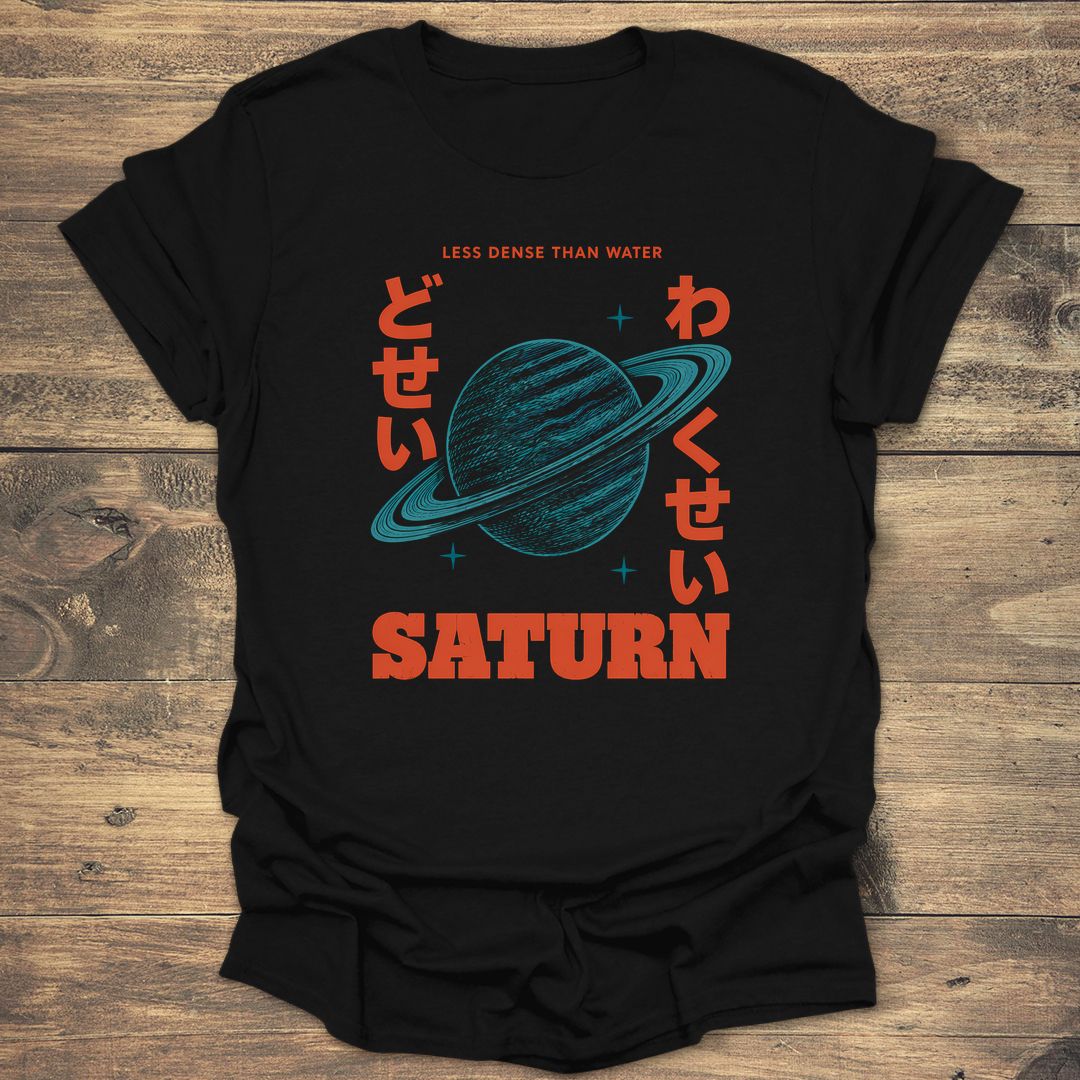 Saturn Less Dense Than Water - Black t-shirt