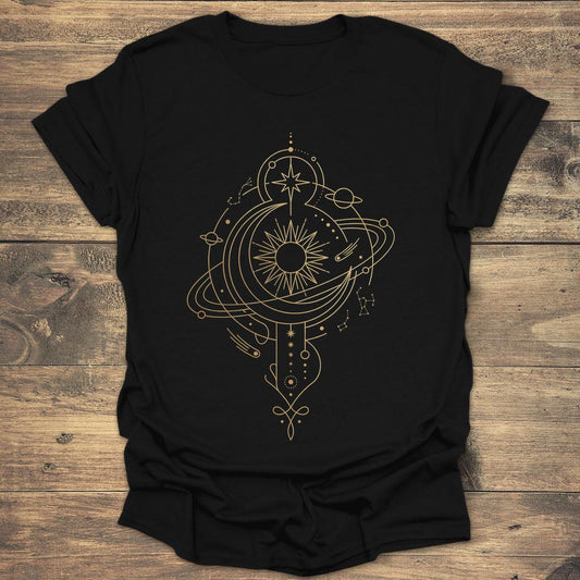 Sacred Geometry Celestial Map - Black T-Shirt