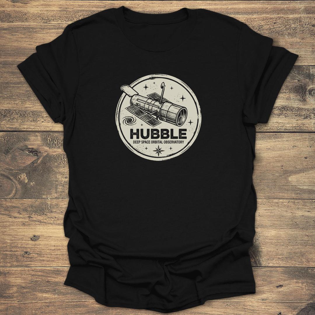 Hubble Orbital Observatory Patch - Black T-Shirt