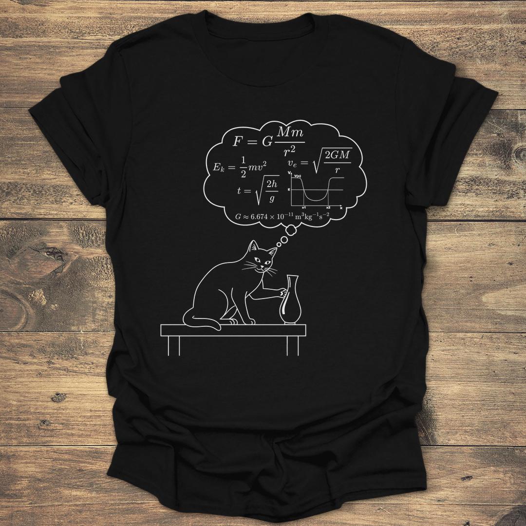 Physics Cat Gravity Equations - Black T-Shirt