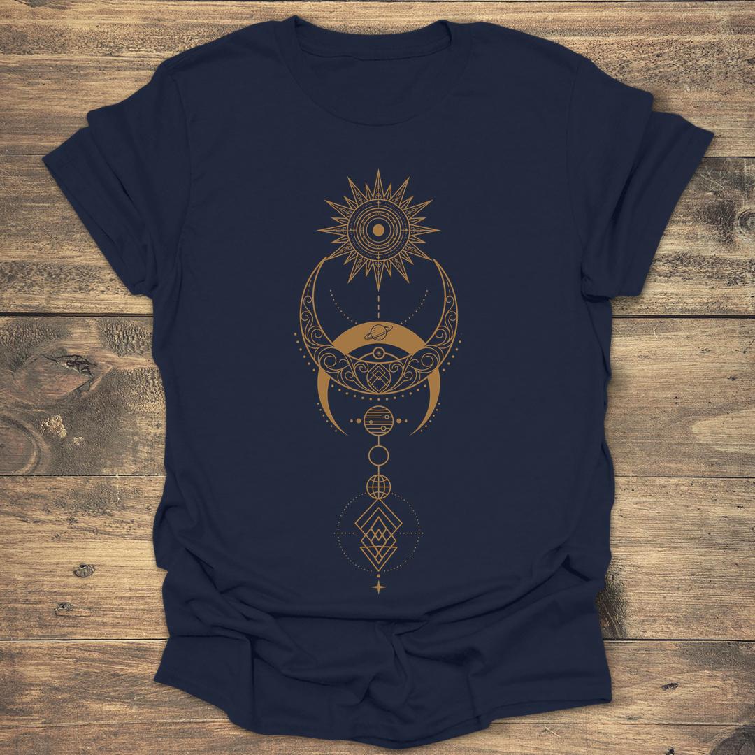 Duo Crescent Moon Flow - Navy T-Shirt