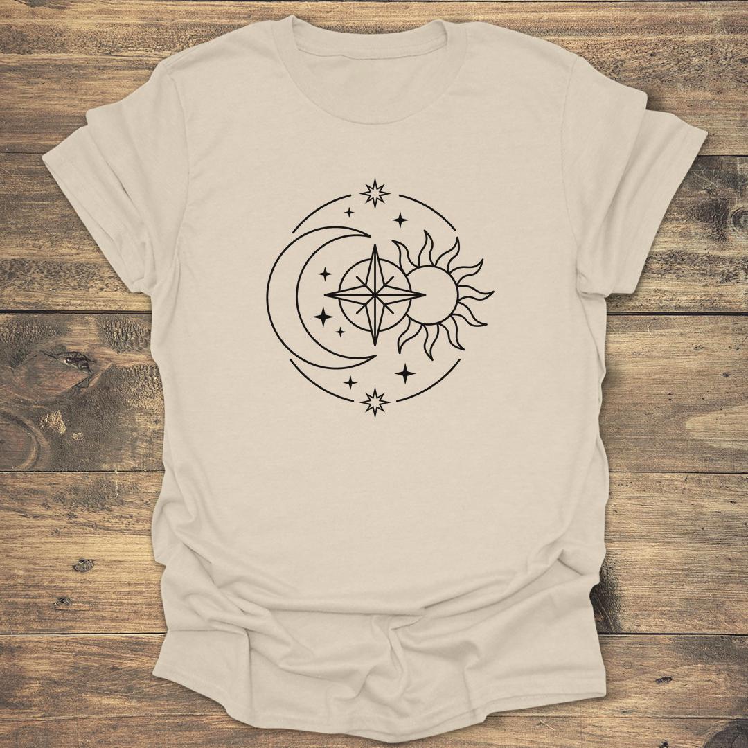 Gradient Celestial Sun and Moon - Natural T-Shirt
