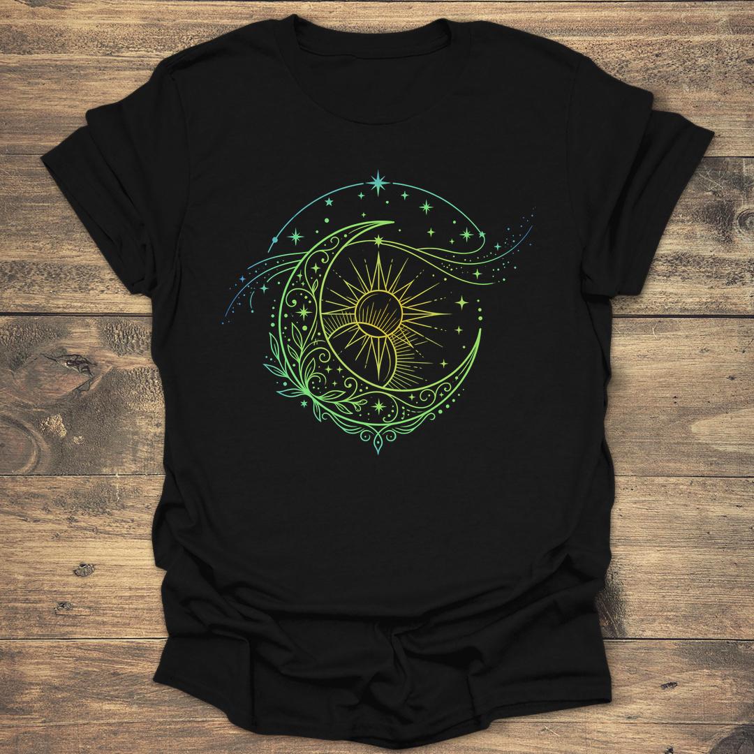 Botanical Celestial Moon - Black T-Shirt