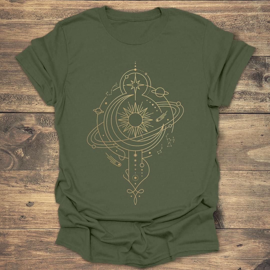 Sacred Geometry Celestial Map - Military Green T-Shirt