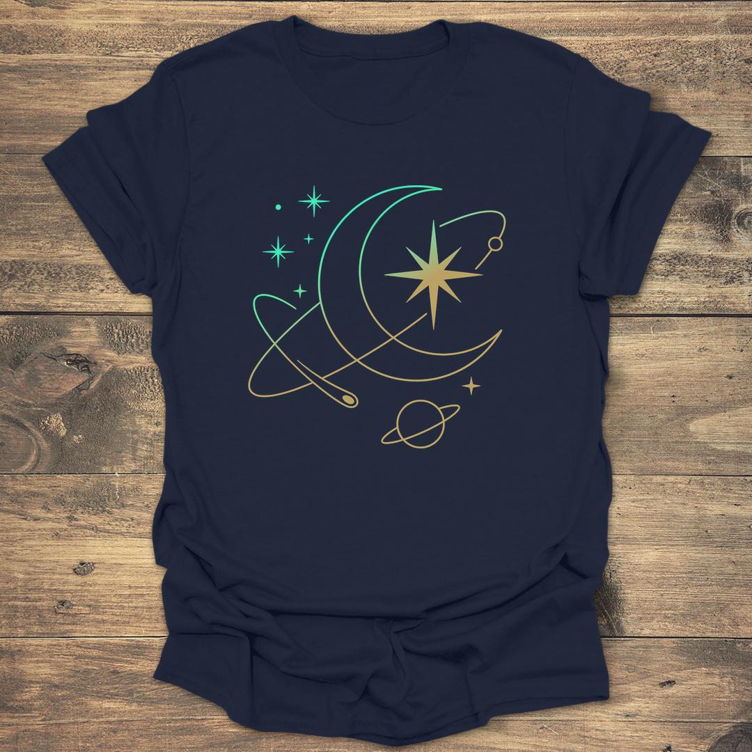 Radiant Moon and Saturn Gradient - Navy T-Shirt