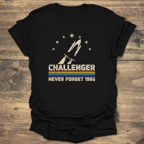 Challenger Never Forget 1986 - Black T-Shirt