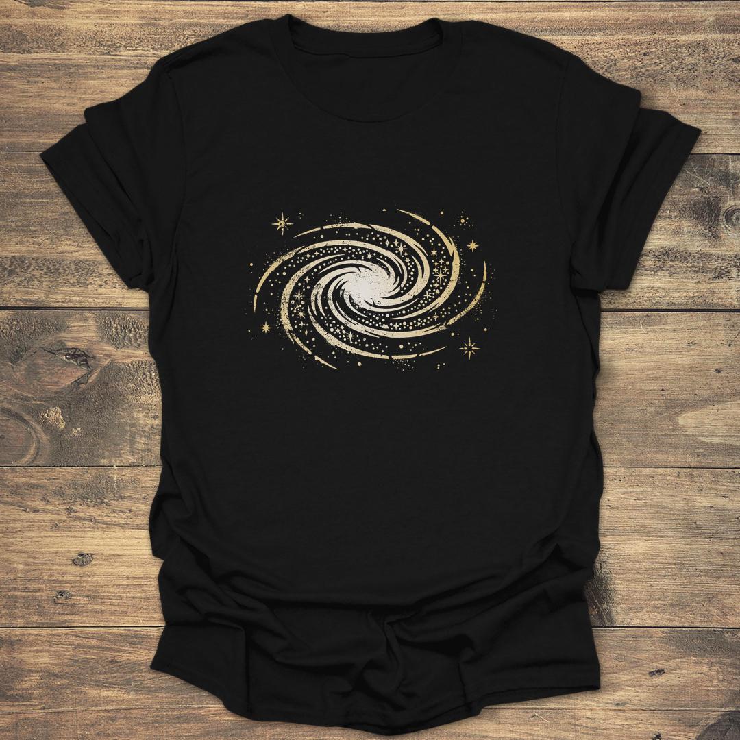 Distressed Spiral Galaxy - Black T-Shirt