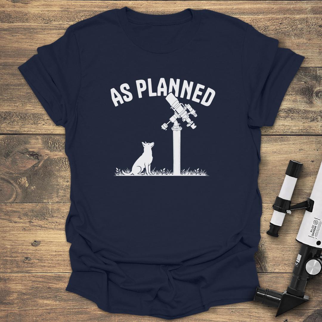 As Planned Dog and Telescope - Navy T-Shirt