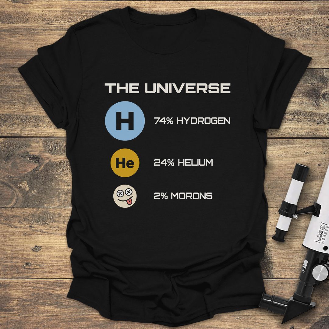 Universe 74% Hydrogen Humor - Black t-shirt