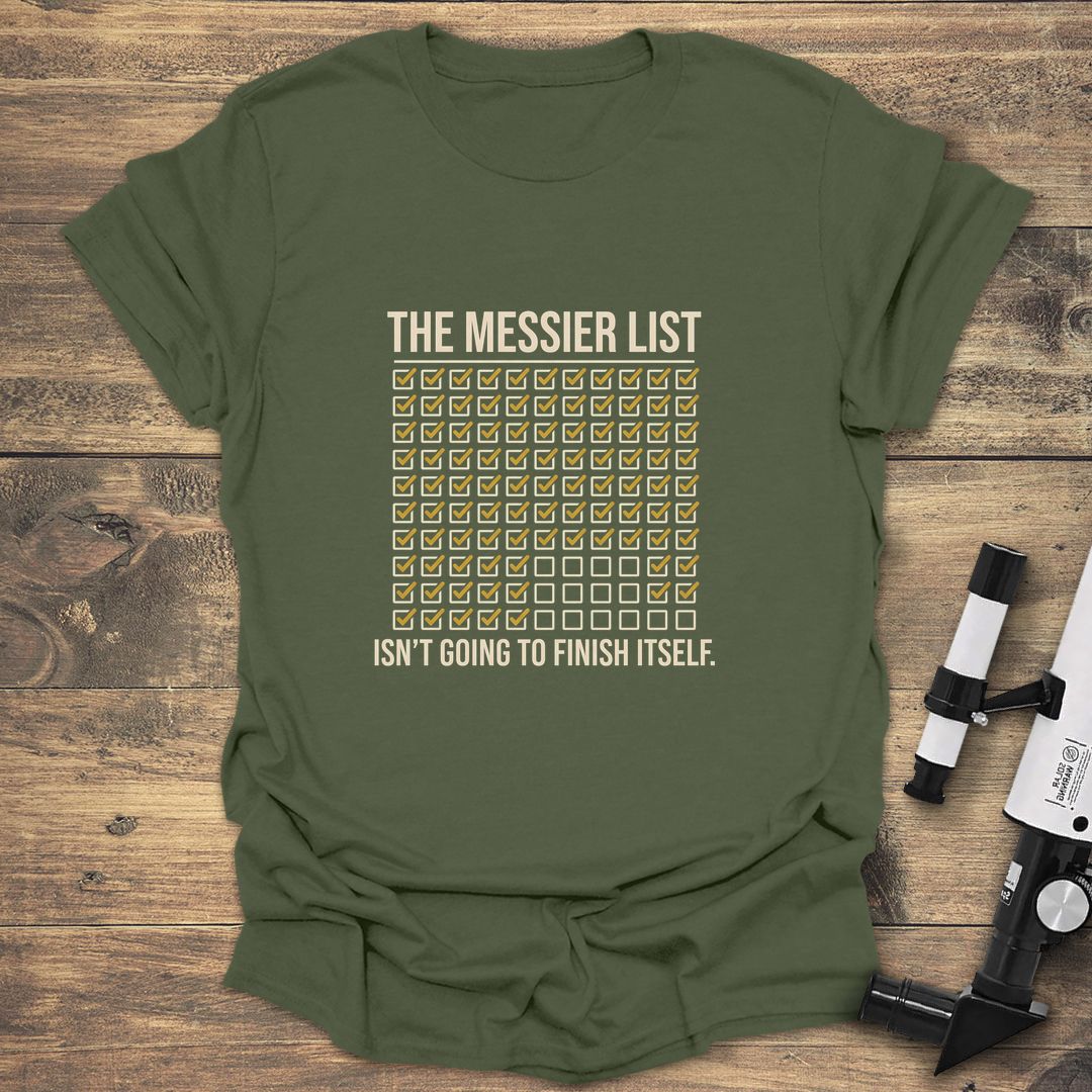 The Messier List Checklist - Military Green t-shirt