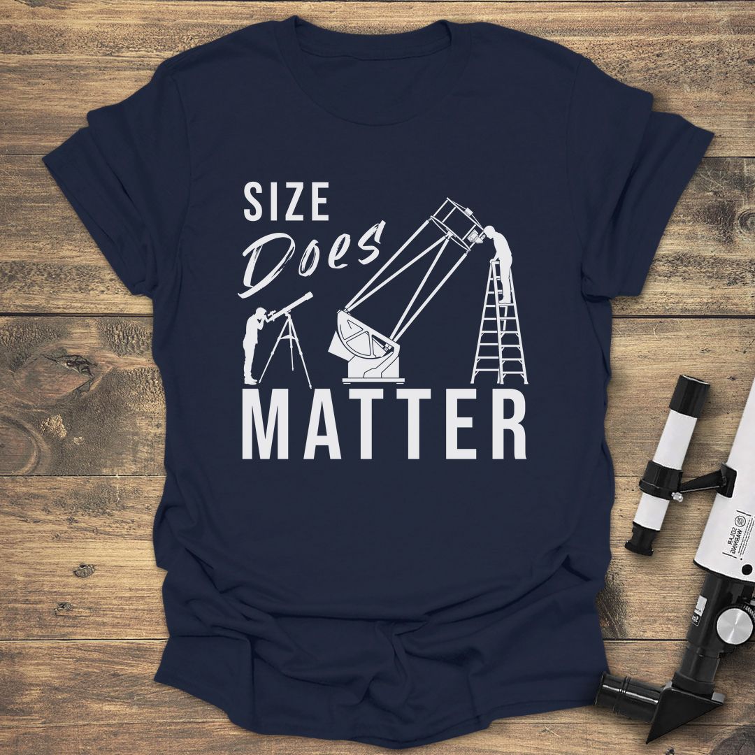 Size Does Matter Telescope - Navy t-shirt