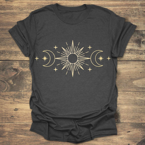 Celestial Triple Moon and Sun - Dark heather T-Shirt