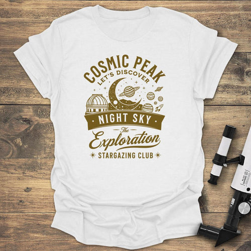 Cosmic Peak Night Sky Exploration - White T-Shirt
