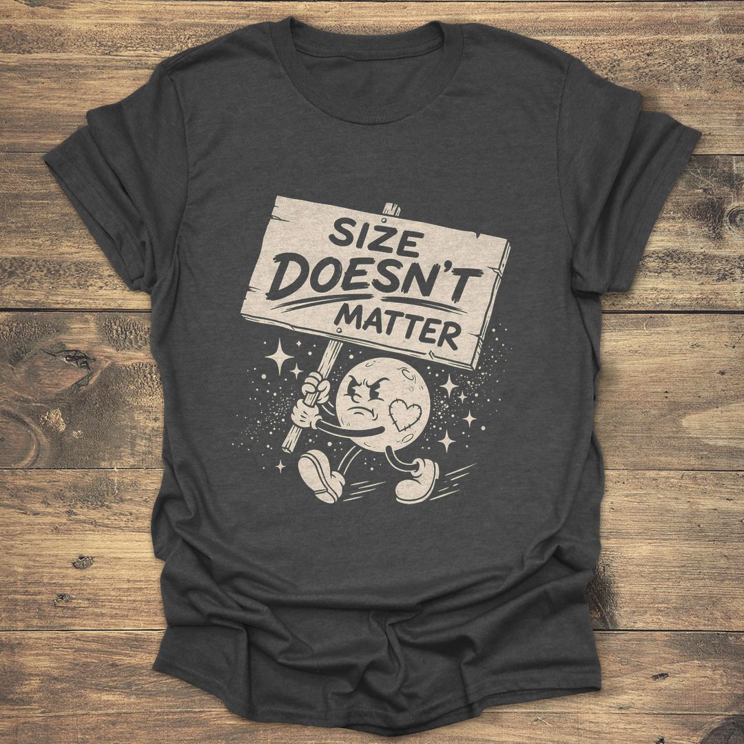 Size Doesn't Matter Moon - Dark Heather t-shirt