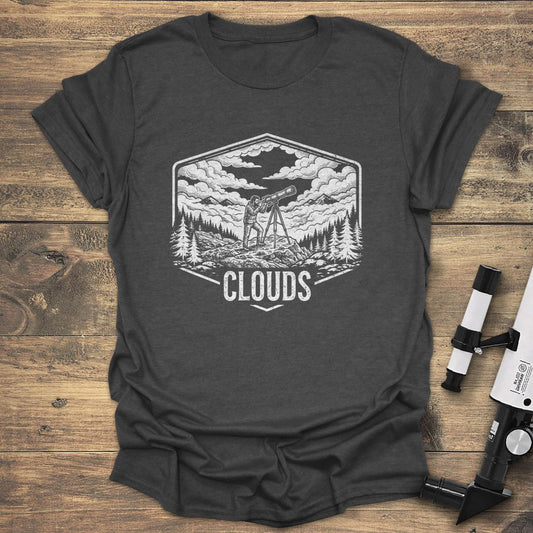 Clouds Telescope Badge - Dark Heather t-shirt