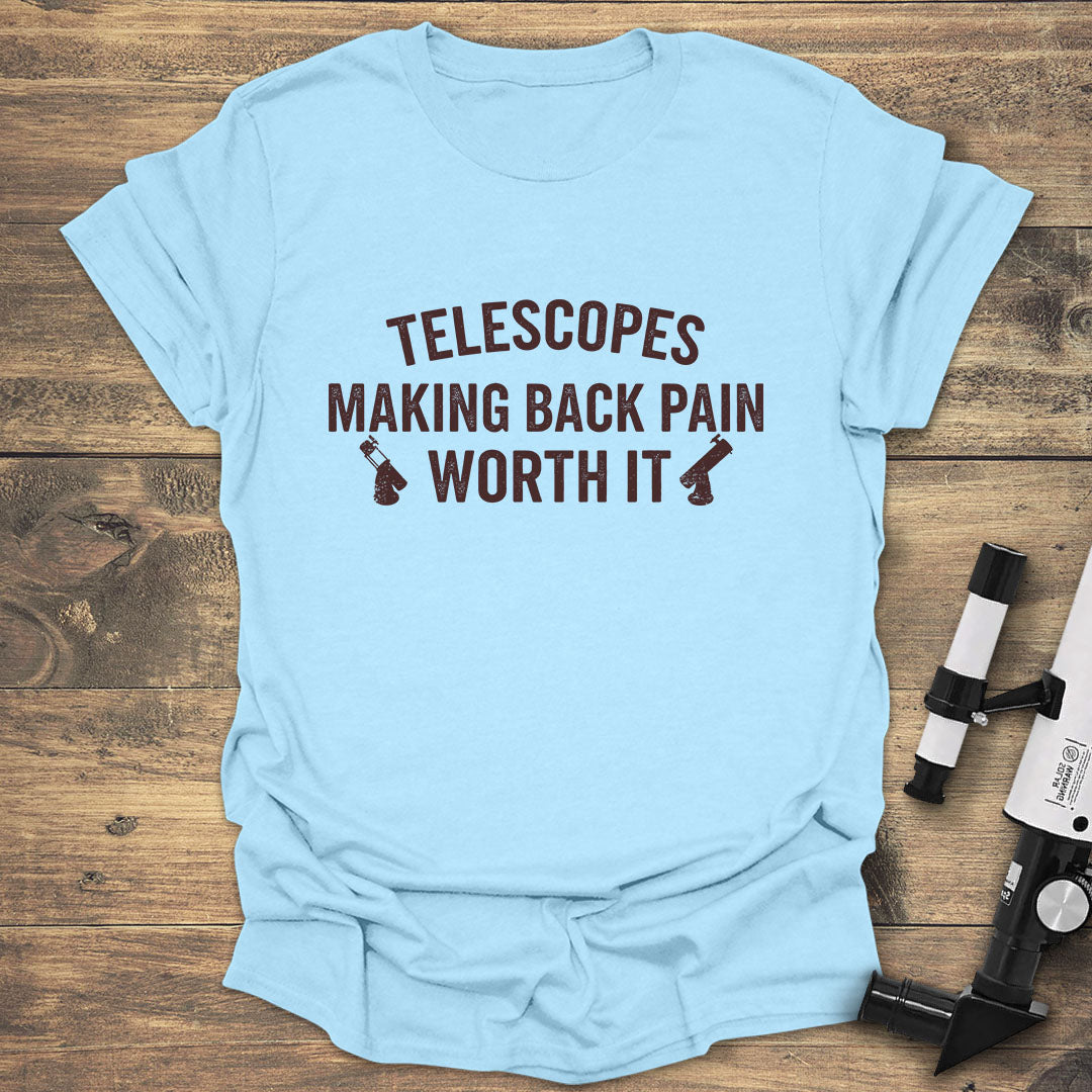 Back Pain Telescope - Light Blue T-Shirt
