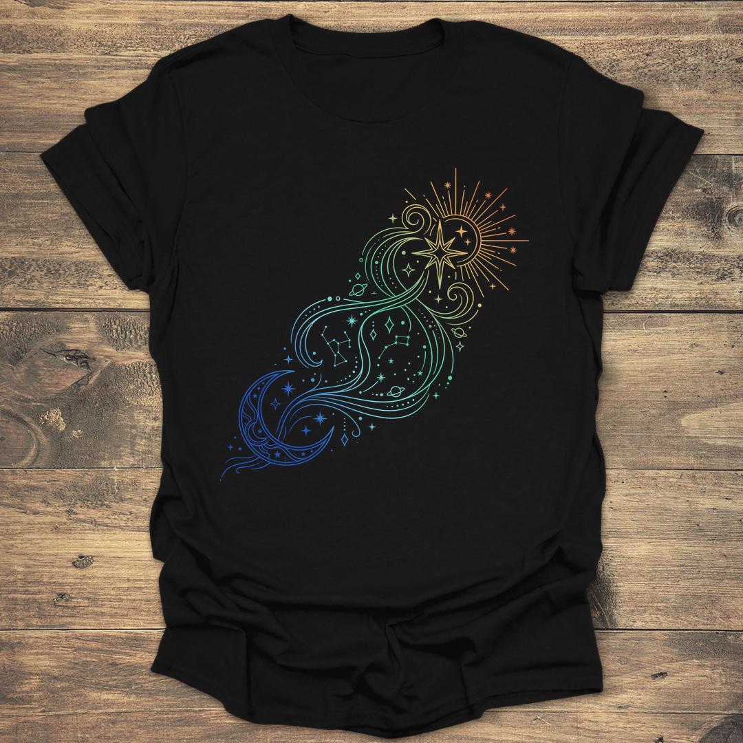 Celestial Radiance Solar Flare Gradient - Black T-Shirt