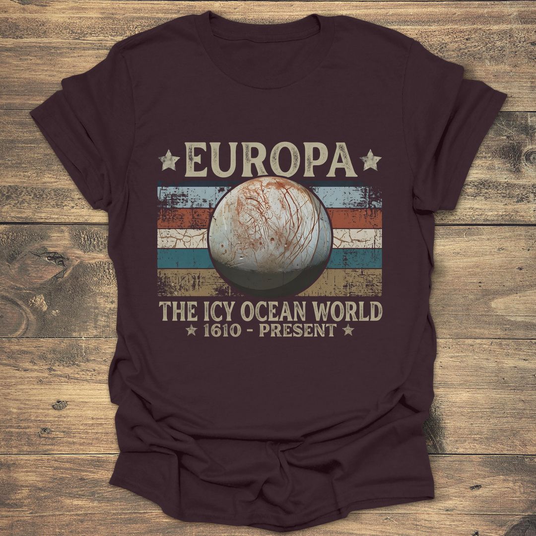 Europa The Icy Ocean World Retro - Dark Chocolate T-Shirt