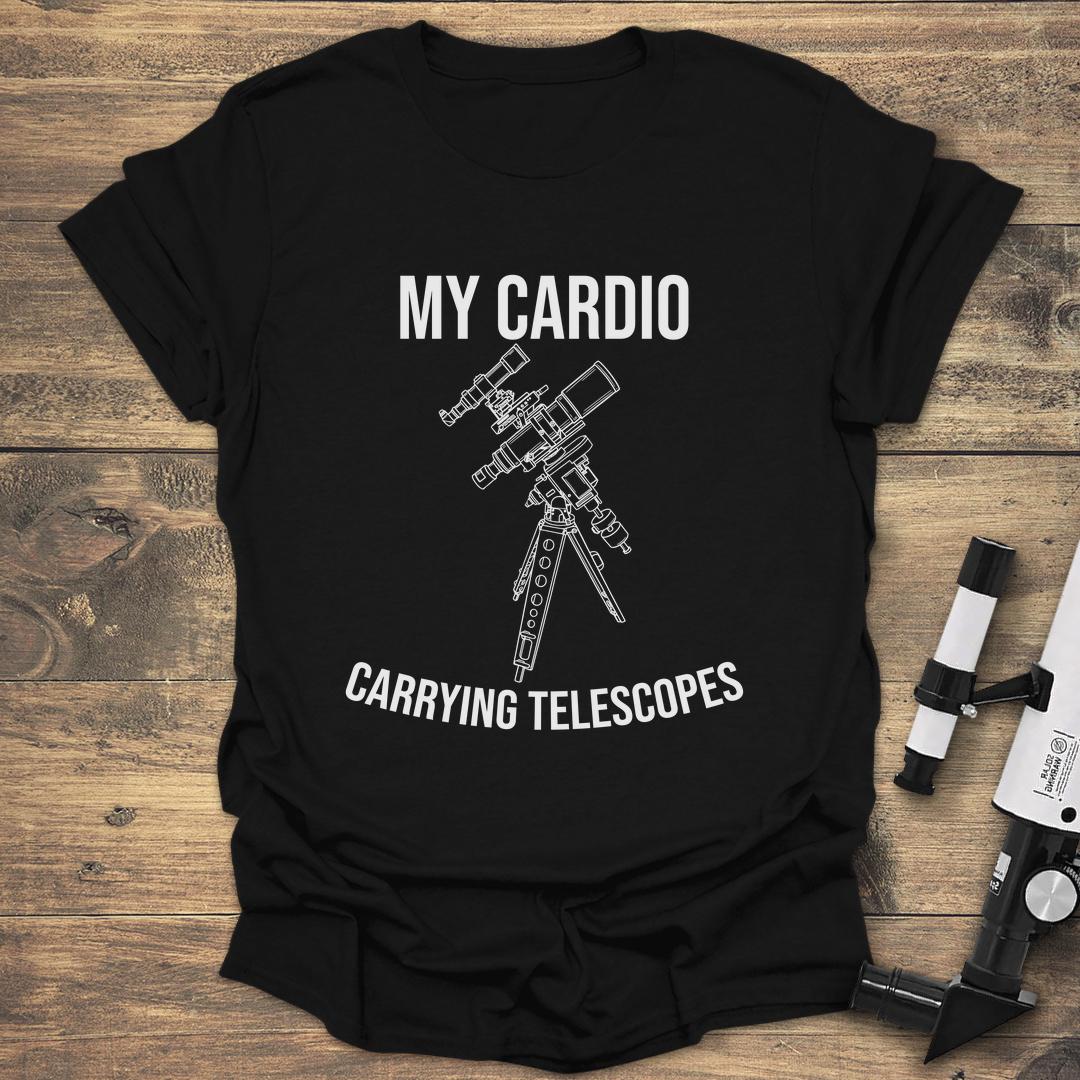 My Cardio Carrying Telescopes - Black T-Shirt