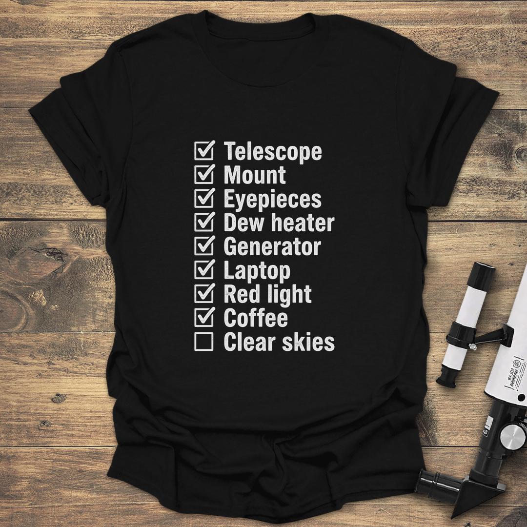 Funny Astronomy Checklist - Black T-Shirt