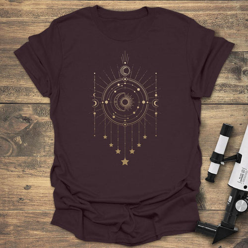 Celestial Dreamcatcher Sun Moon Stars - Dark Chocolate T-Shirt