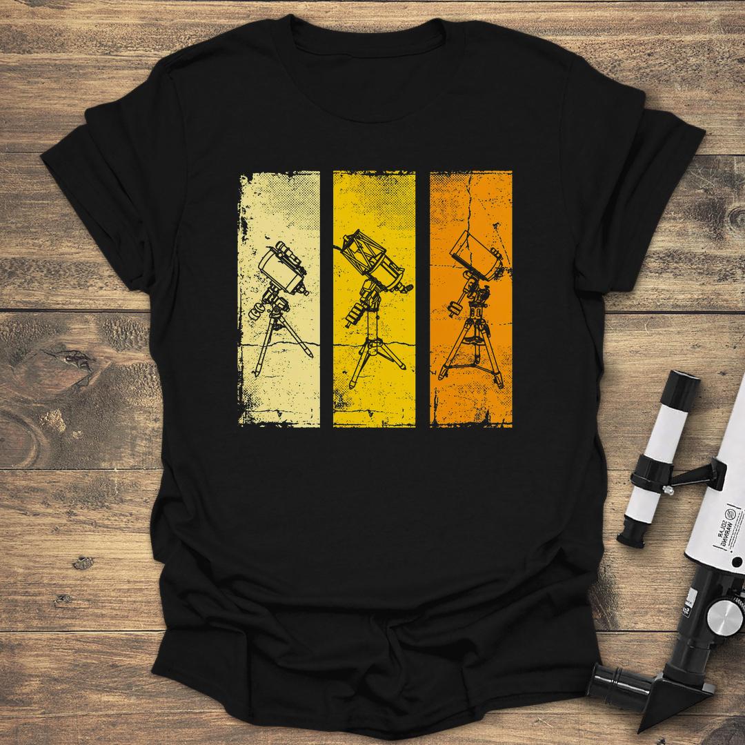 Retro Telescope Trio - Black T-Shirt