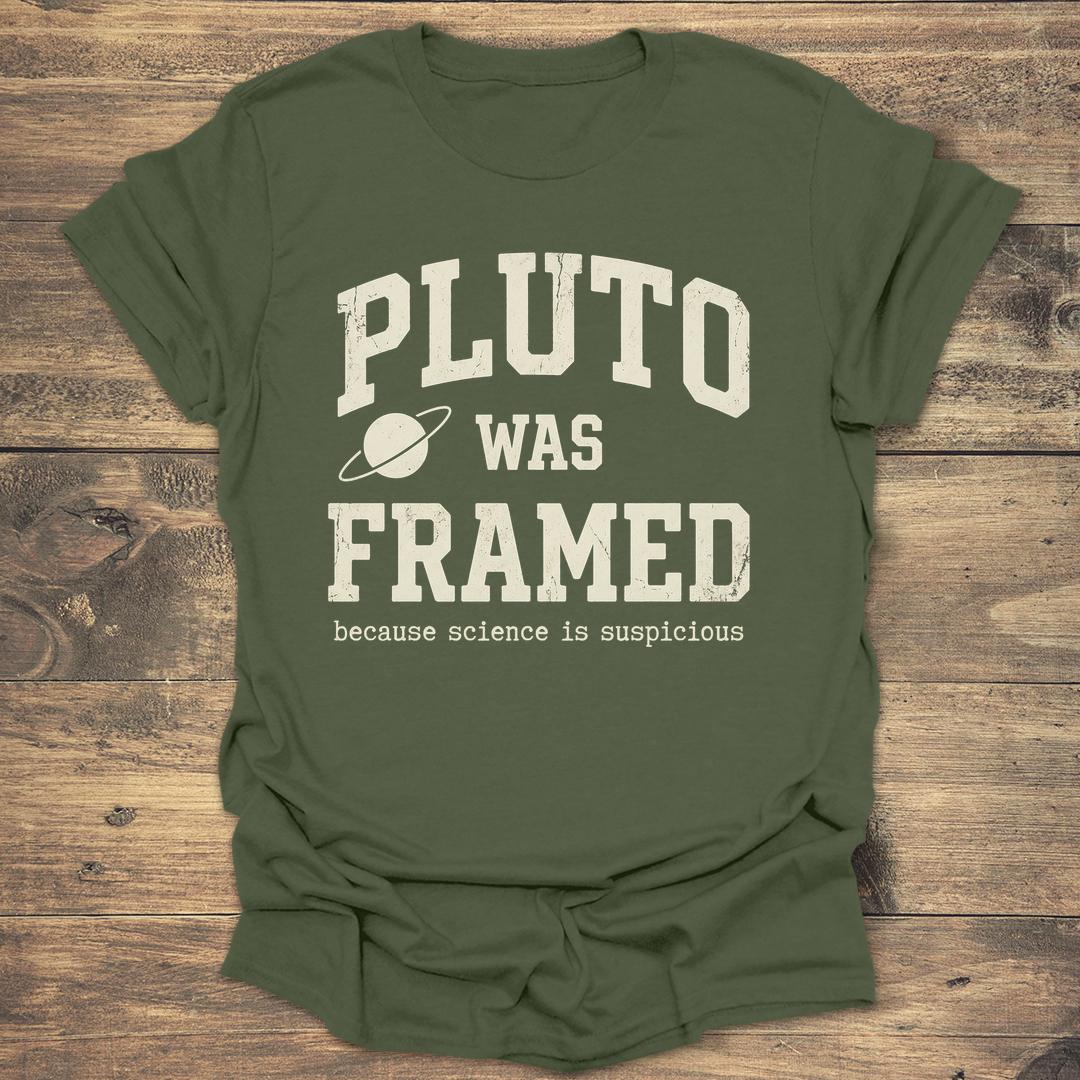 Framed Pluto - Military Green T-Shirt