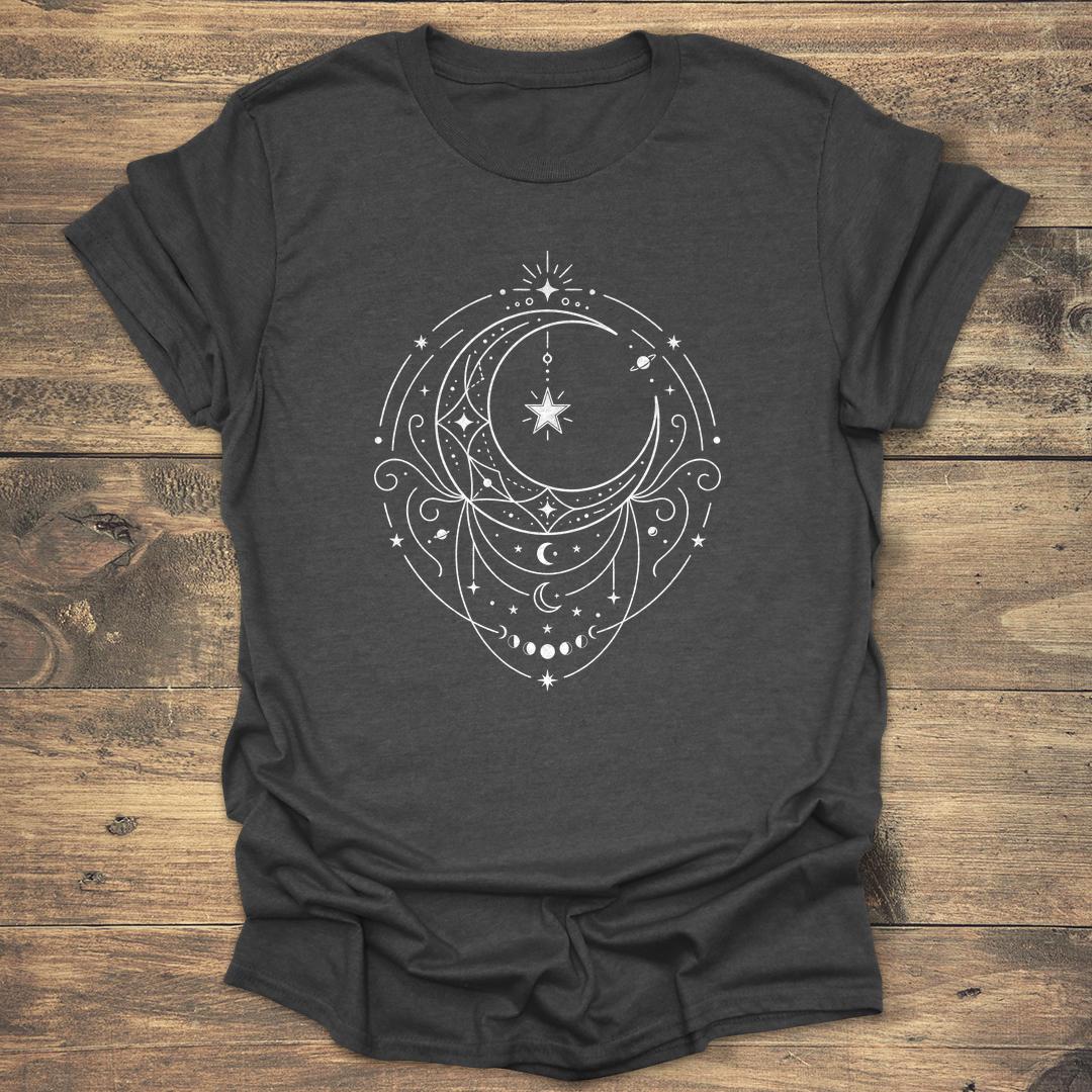 Celestial Lunar Filigree Moon Phase - Dark heather T-Shirt