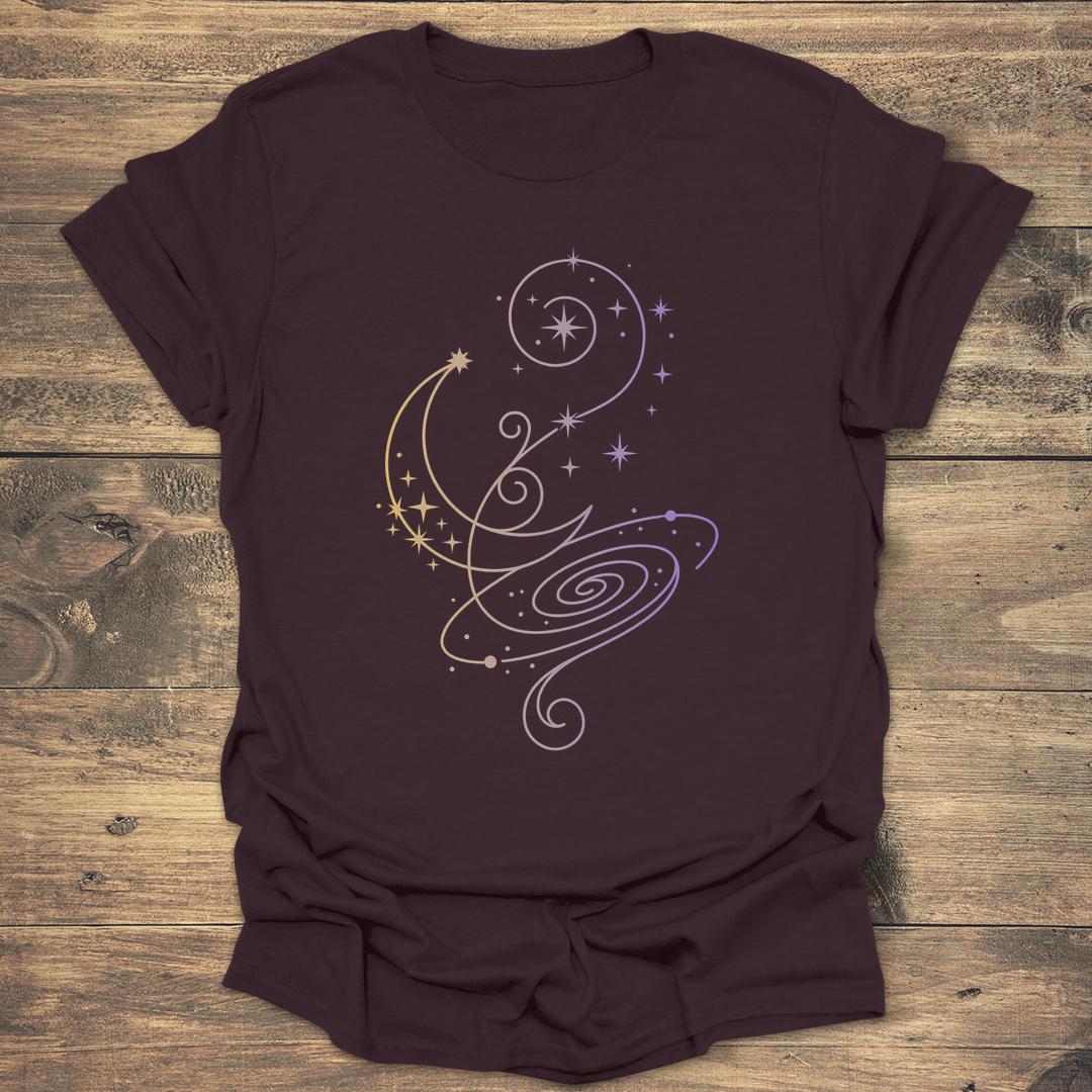 Celestial Nebula Gradient Swirl - Dark Chocolate T-Shirt
