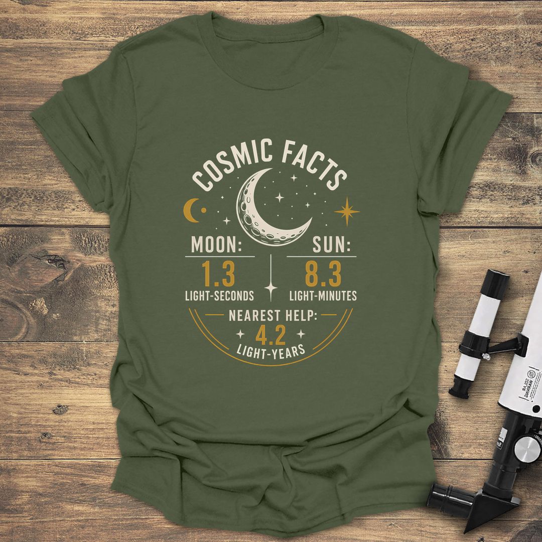 Cosmic Facts Light Distances - Military Green t-shirt