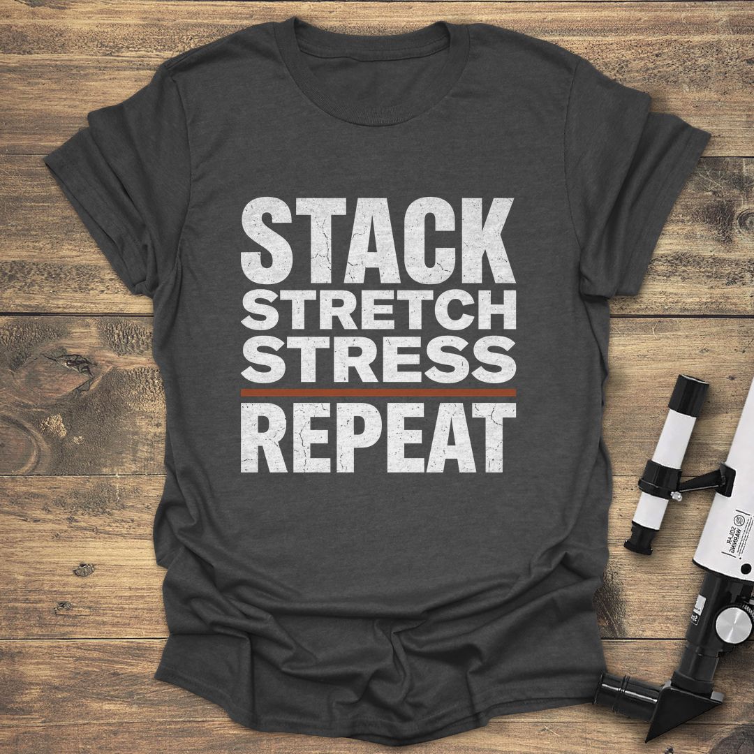 Stack Stretch Stress Repeat Astrophotography - Dark heather T-Shirt
